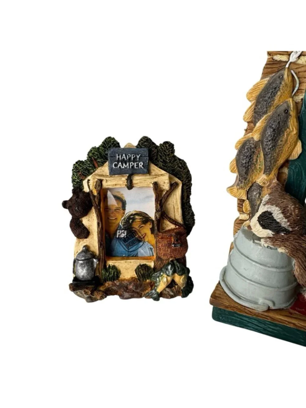 Vintage Photo Frame Set Of 2 Camping Fishing Cabin Lodge Freestanding Resin 3D